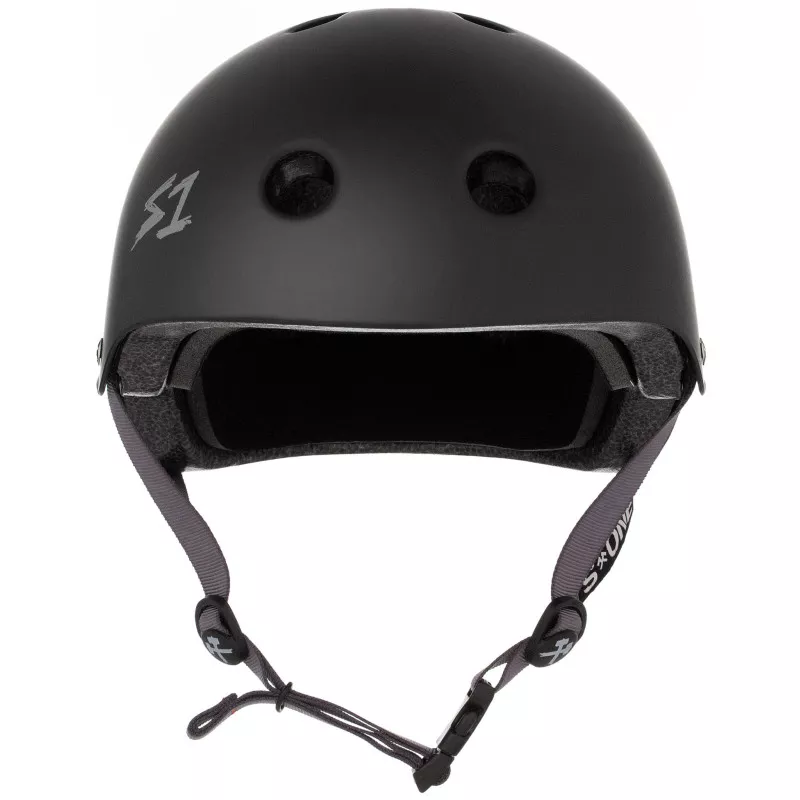 Skateboard helmet S-One LIFER BLACK MATTE BRIGHT GREY STRAPS 2024 